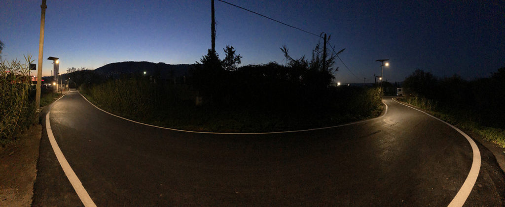 fonroche-éclairage-candélabre solaire-cannes-chemin-abadie-après-nuit