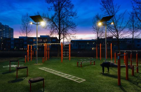éclairage public solaire rotterdam street workout