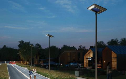 Installation rapide d'un lampadaire solaire Helia sans raccordement électrique