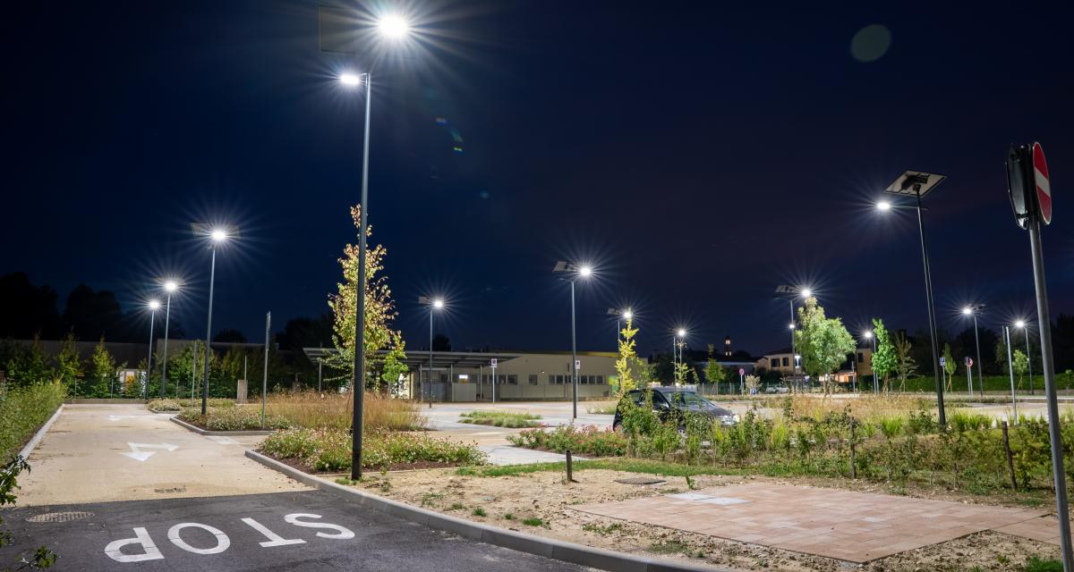Il parcheggio sostenibile di Breda di Piave illuminato con energia solare